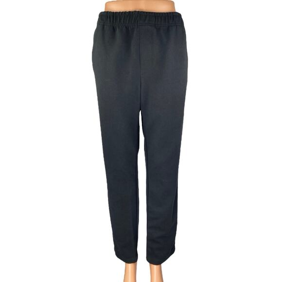 Zara Women's Black High Rise Elastic Waist Straight Leg Pull On Trousers Pants L - Picture 1 of 5